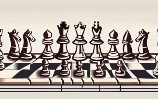 A chessboard with chess pieces shaped like various types of insurance policies