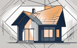 A house under construction with a protective shield symbol hovering over it