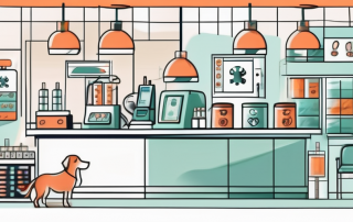 A vet clinic with visible signs of medical tools and pet supplies