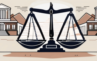 A balanced scale with a will document on one side and a shield symbolizing insurance on the other