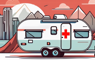 A travel trailer parked near famous international landmarks