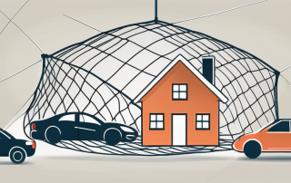 A safety net under a symbolic representation of assets like a house and car