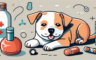 An 11-year-old dog happily playing with a toy