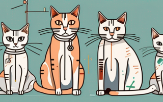 A few different types of cats with band-aids on their shoulders