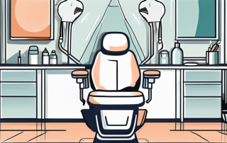 A dental chair and tools with a protective shield