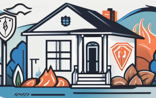 A house with various insurance icons such as a shield