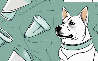 A dog wearing a medical cone collar