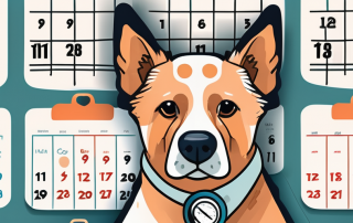 An elderly dog with a stethoscope around its neck
