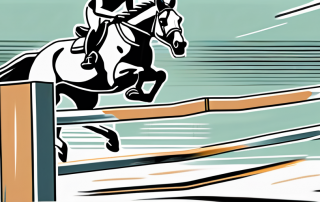 A horse jumping over a hurdle
