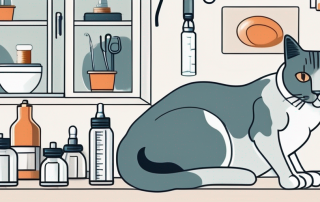 A home interior with a cat sitting on a table