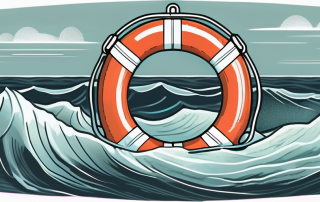 A life buoy floating in rough seas
