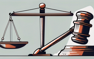 A scale balancing a gavel and a shield