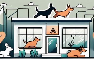 A veterinary clinic with a rising arrow symbol to represent increasing costs