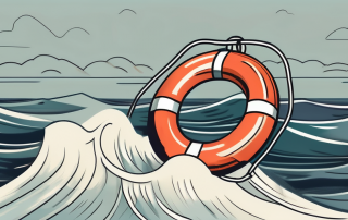 A life buoy floating on a stormy sea