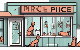 A veterinary clinic with a sign indicating increased prices