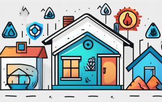 A house surrounded by various insurance policy icons like a shield