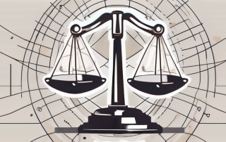 A scale balancing a gavel and a shield