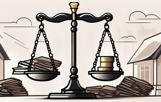 A balanced scale with a house and money symbol on either side