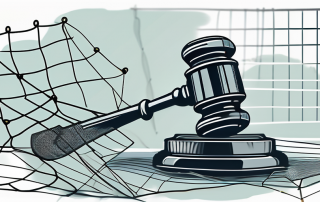 A broken gavel (symbolizing divorce) resting on a legal document (representing legal protection)