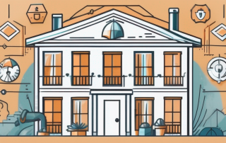 A house surrounded by various insurance symbols such as a shield