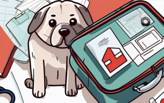 A dog wearing a stethoscope