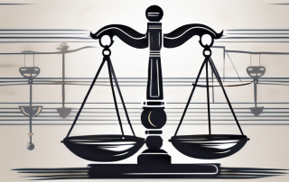 A balanced scale with a gavel and a will on each side