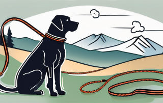 A bavarian landscape with a dog leash and collar in the foreground