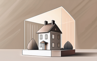 A protective shield hovering over a small model of a residential building