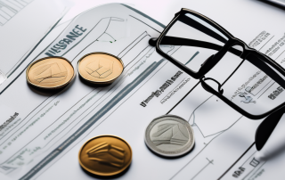 A pair of glasses placed on top of an insurance policy document