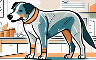 A healthy dog happily playing with a bandage on its leg