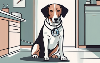 A healthy dog with a bandage