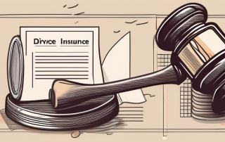 A broken gavel and a split insurance policy document