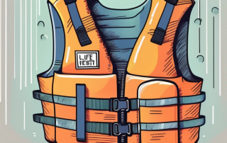 A life vest being unfastened