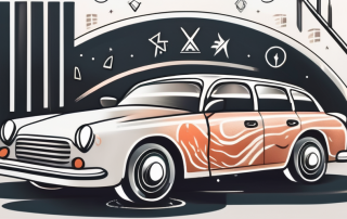 A car with a half-coverage insurance shield symbolizing the partial coverage of teilkasko kfz-versicherung