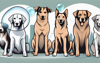 Several dogs of different breeds