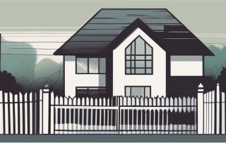 A house next to a plot of land with a fence around it