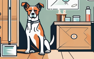 A dog sitting patiently in a veterinarian's office