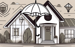 A house surrounded by various insurance symbols like a shield