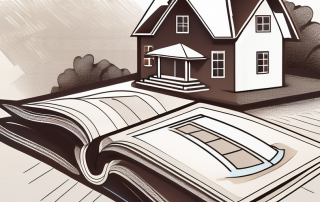 A house surrounded by various insurance policy documents