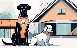 A dog wearing a safety vest