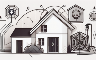 A house surrounded by various symbols of insurance