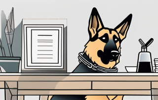 A german shepherd dog with a leash and collar