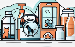 A veterinary clinic with various symbols representing different types of pet care costs