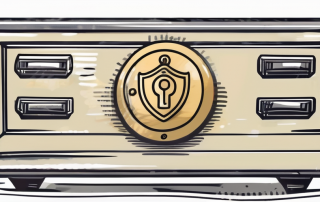 A safety deposit box with a shield symbol on it