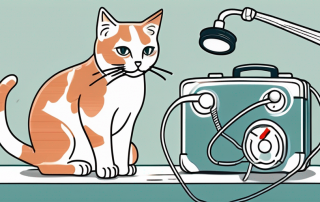 A cat playing with a stethoscope and medical kit