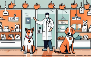 A veterinarian clinic with various animal figures like dogs