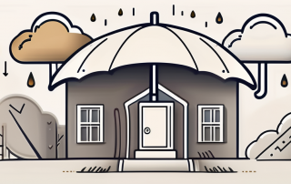 A secure and cozy house surrounded by various protective symbols such as a shield