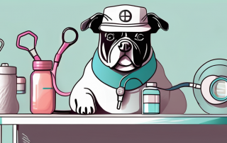 A dog wearing a stethoscope and a medical hat