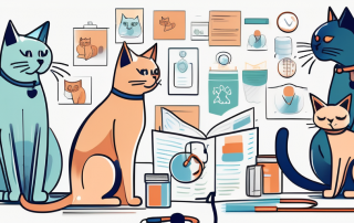 Various types of cats interacting with insurance-related items such as policy papers