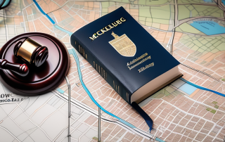 A mecklenburg law book placed next to an insurance policy
